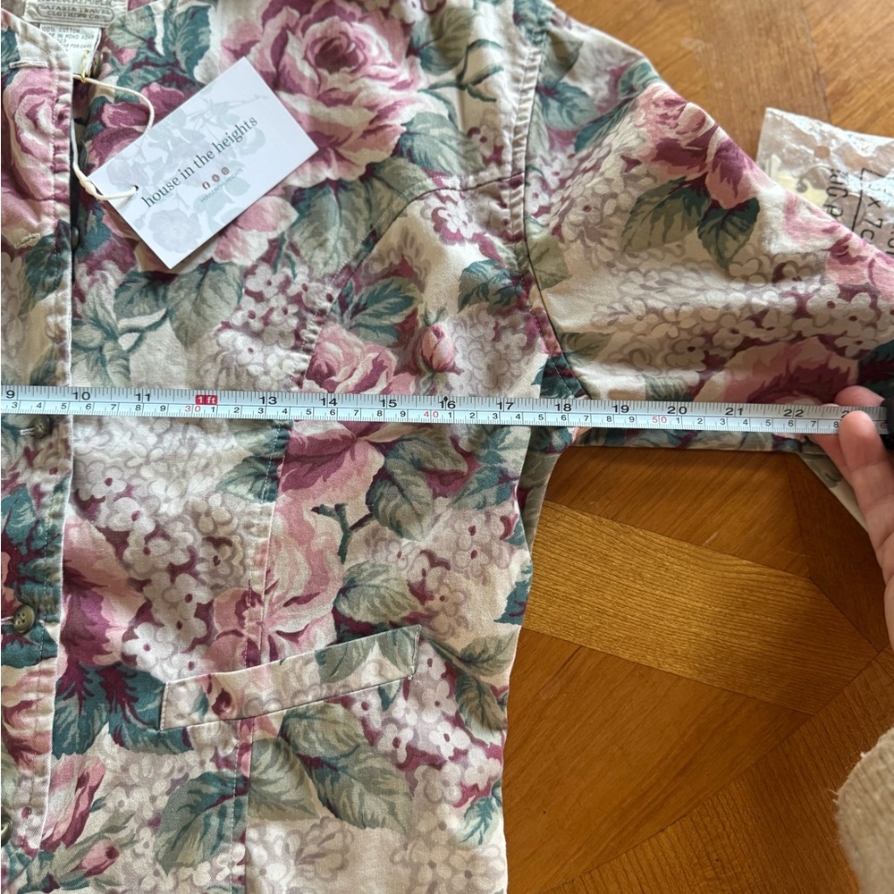 Banana Republic Floral Button-Front Blouse in Pink, Green, Cream - Picture 8 of 10
